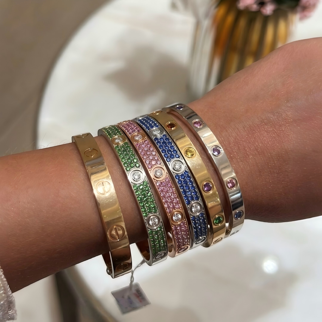 [Marin]2026 PAVE GEMSTONE LOVE BRACELET 6.1MM 10 DIAMONDS
