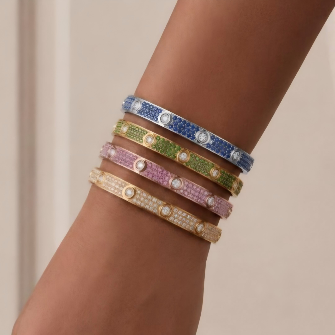[Marin]2026 PAVE GEMSTONE LOVE BRACELET 6.1MM 10 DIAMONDS