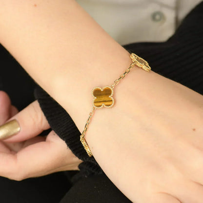 [Marin-Jewelry] クローバー5モチーフ タイガーアイブレスレットコレクション