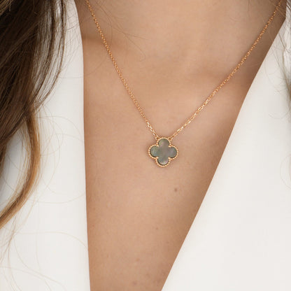 [Marin]CLOVER 15MM  GRAY MOTHER OF PEARL NECKLACE