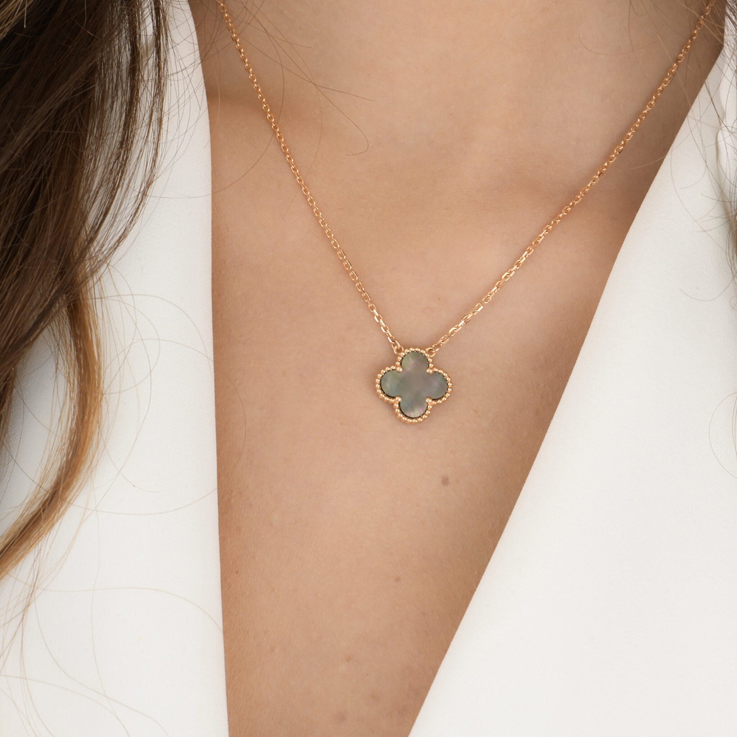 [Marin]CLOVER 15MM  GRAY MOTHER OF PEARL NECKLACE