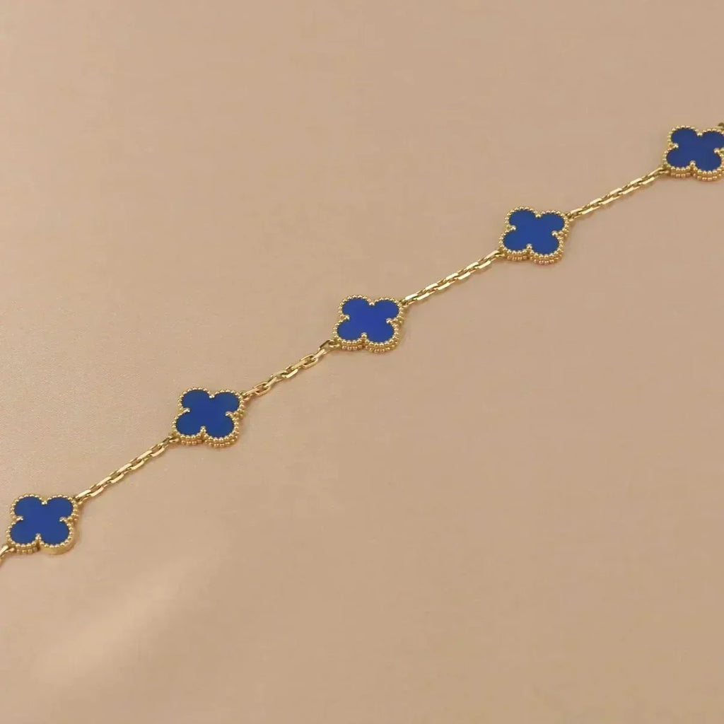 [⭐Shinejoy] COLLECTION DE BRACELETS AGATE BLEUE 5 MOTIFS CLOVER