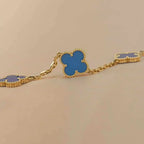 [⭐Shinejoy] COLLECTION DE BRACELETS AGATE BLEUE 5 MOTIFS CLOVER