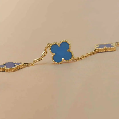 [Marin-Jewelry] クローバー5モチーフ ブルーアゲートブレスレットコレクション