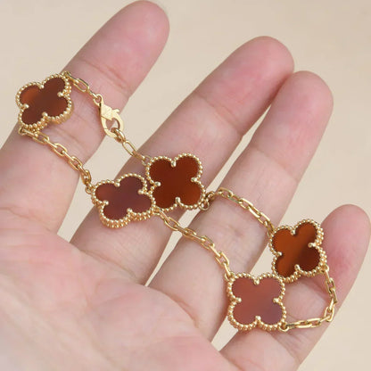 [Marin] CLOVER 5 MOTIF RED CORNELIAN BRACELET COLLECTION