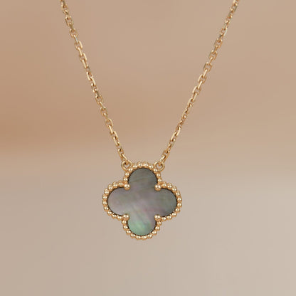 [Marin-Jewelry]CLOVER 15MM  GRAY MOTHER OF PEARL NECKLACE
