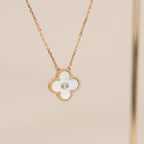 [Marin]CLOVER 15MM DIAMOND WHITE FRITILLARIA NECKLACE