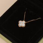 [Marin]CLOVER 15MM DIAMOND WHITE FRITILLARIA NECKLACE