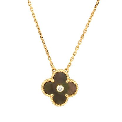 [Marin-Jewelry]CLOVER 15MM DIAMOND AND MOTHER-OF-GREY NECKLACE
