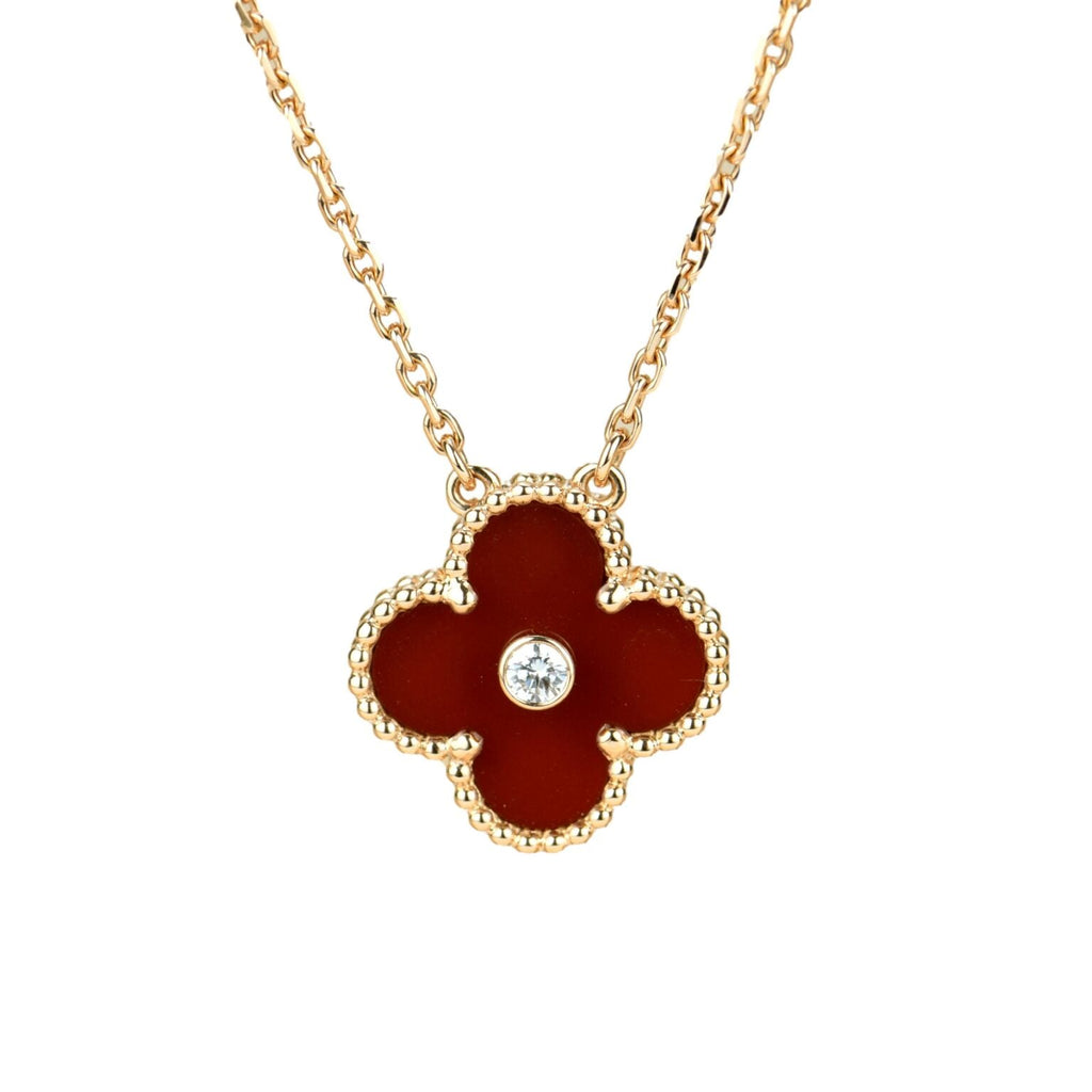 [Marin]CLOVER 15MM DIAMOND CARNELIAN NECKLACE