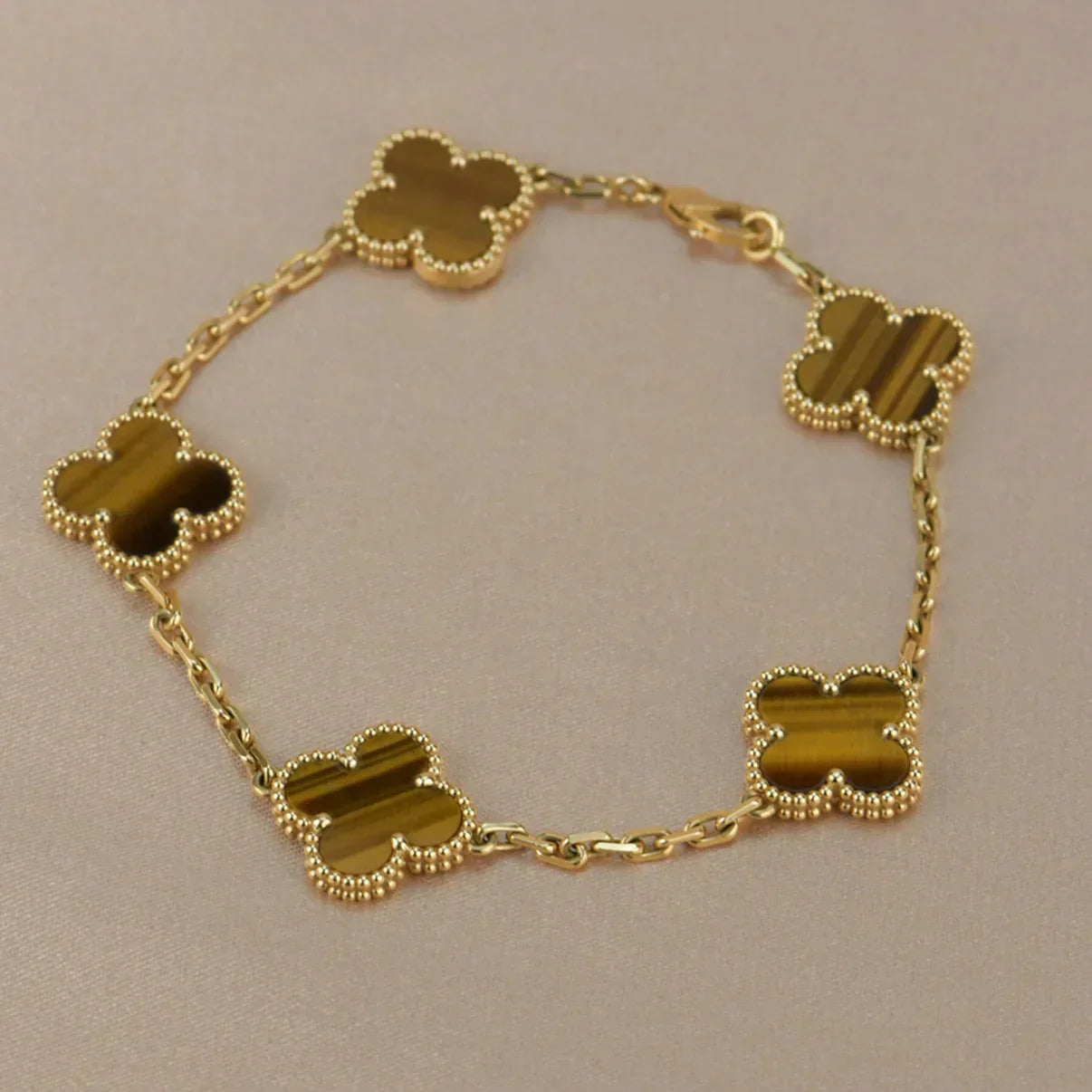 [Marin-Jewelry] クローバー5モチーフ タイガーアイブレスレットコレクション