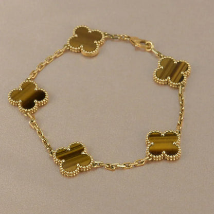 [Marin-Jewelry] クローバー5モチーフ タイガーアイブレスレットコレクション