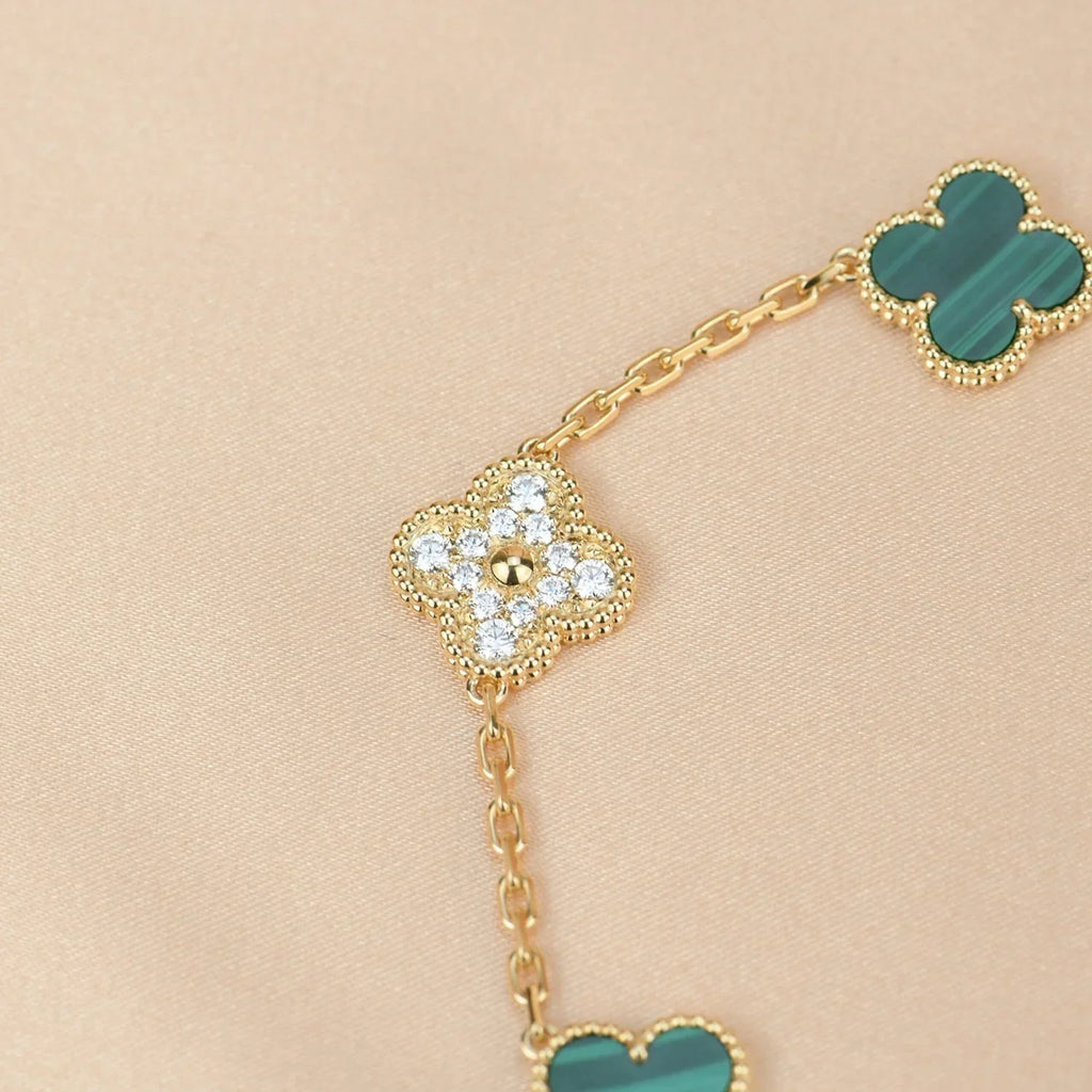 [⭐Shinejoy] COLLECTION DE BRACELETS CLOVER 5 MOTIFS MALACHITE