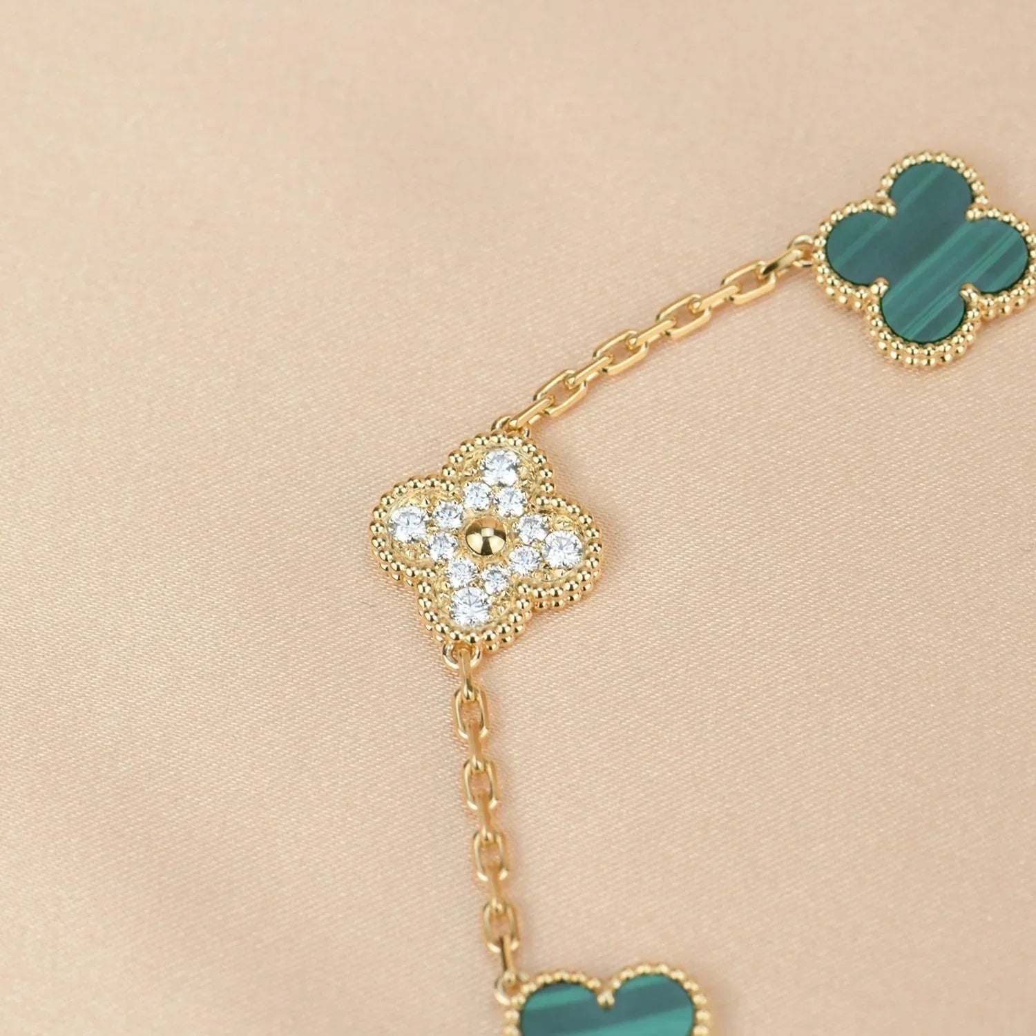 [⭐Shinejoy] COLLECTION DE BRACELETS CLOVER 5 MOTIFS MALACHITE