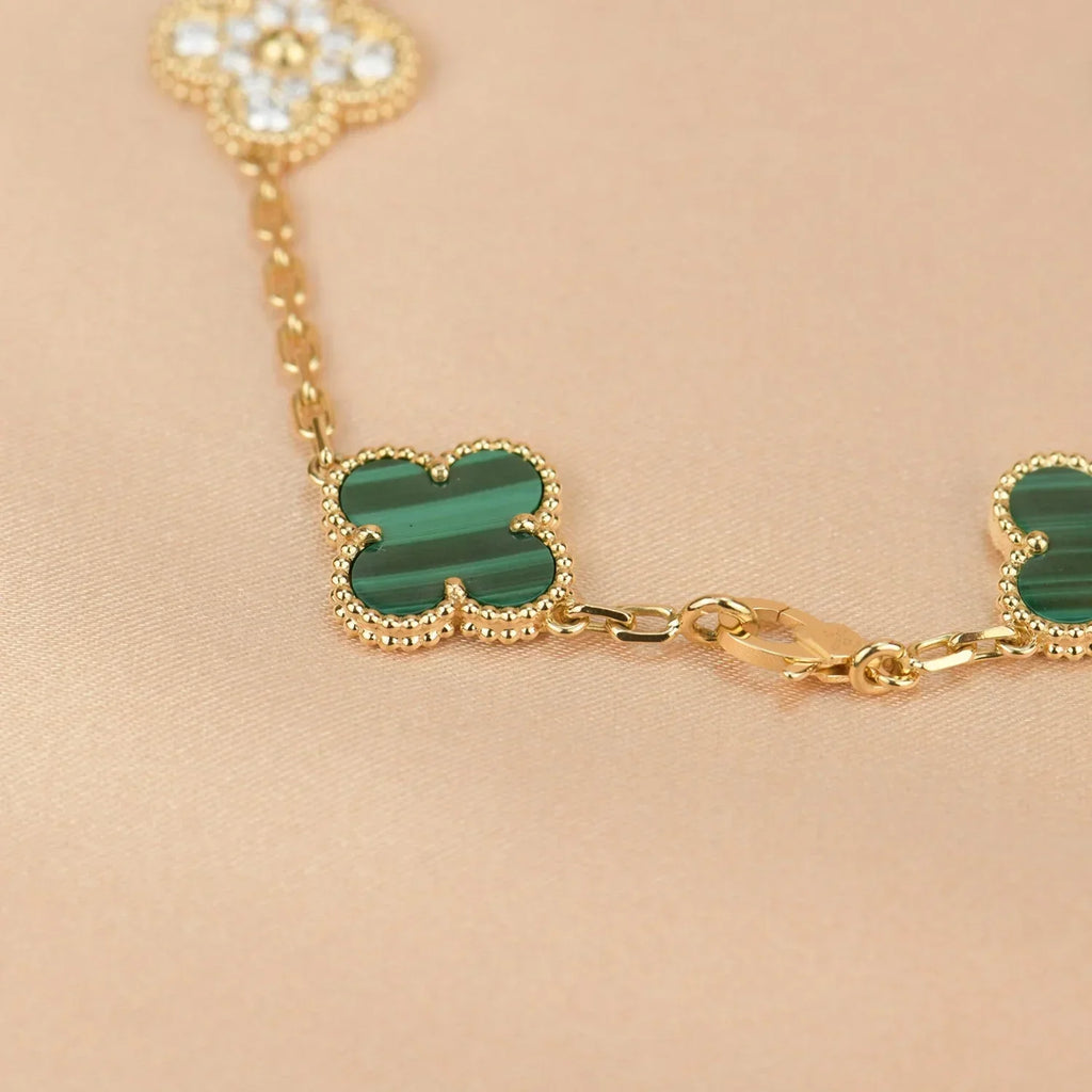 [⭐Shinejoy] COLLECTION DE BRACELETS CLOVER 5 MOTIFS MALACHITE