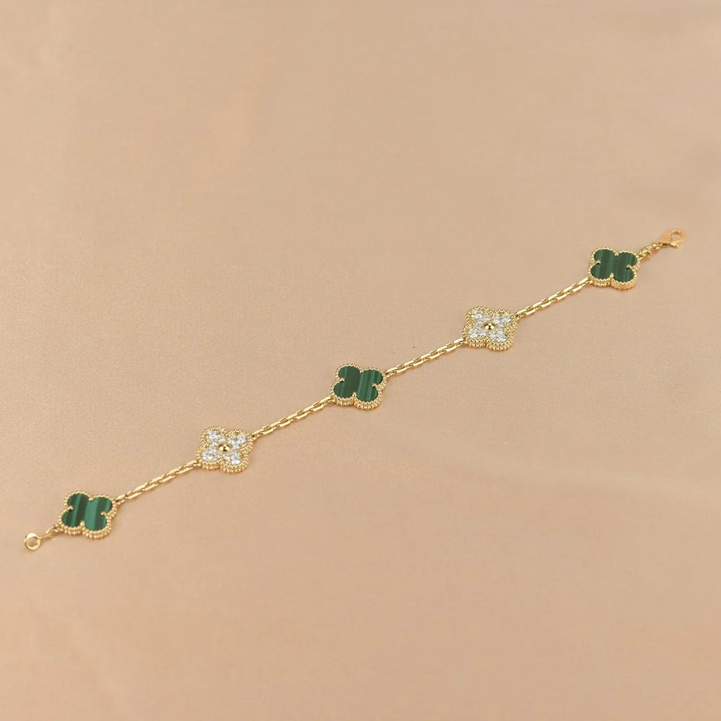 [⭐Shinejoy] COLLECTION DE BRACELETS CLOVER 5 MOTIFS MALACHITE