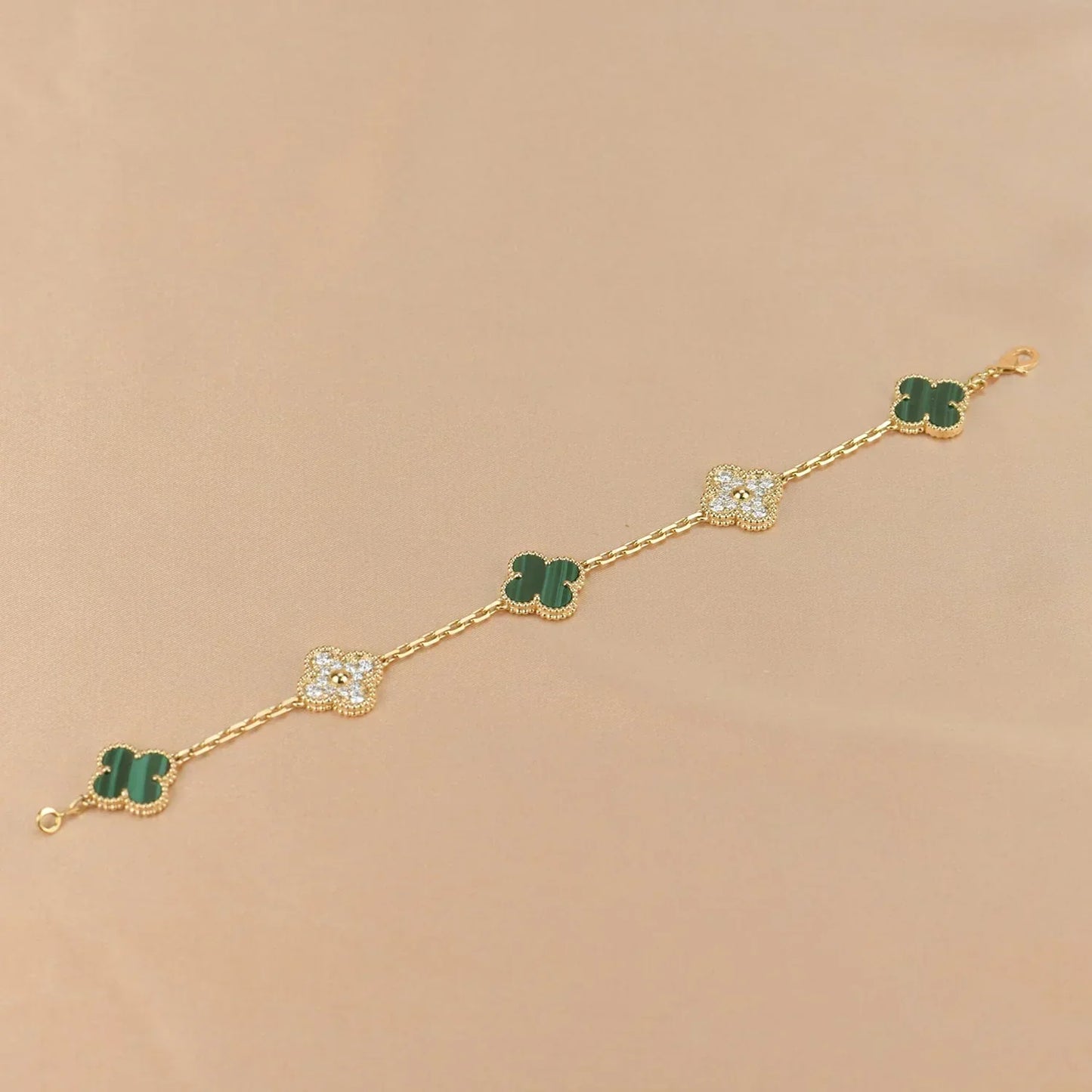 [Marin-Jewelry] CLOVER 5 MOTIF MALACHITE BRACELET COLLECTION