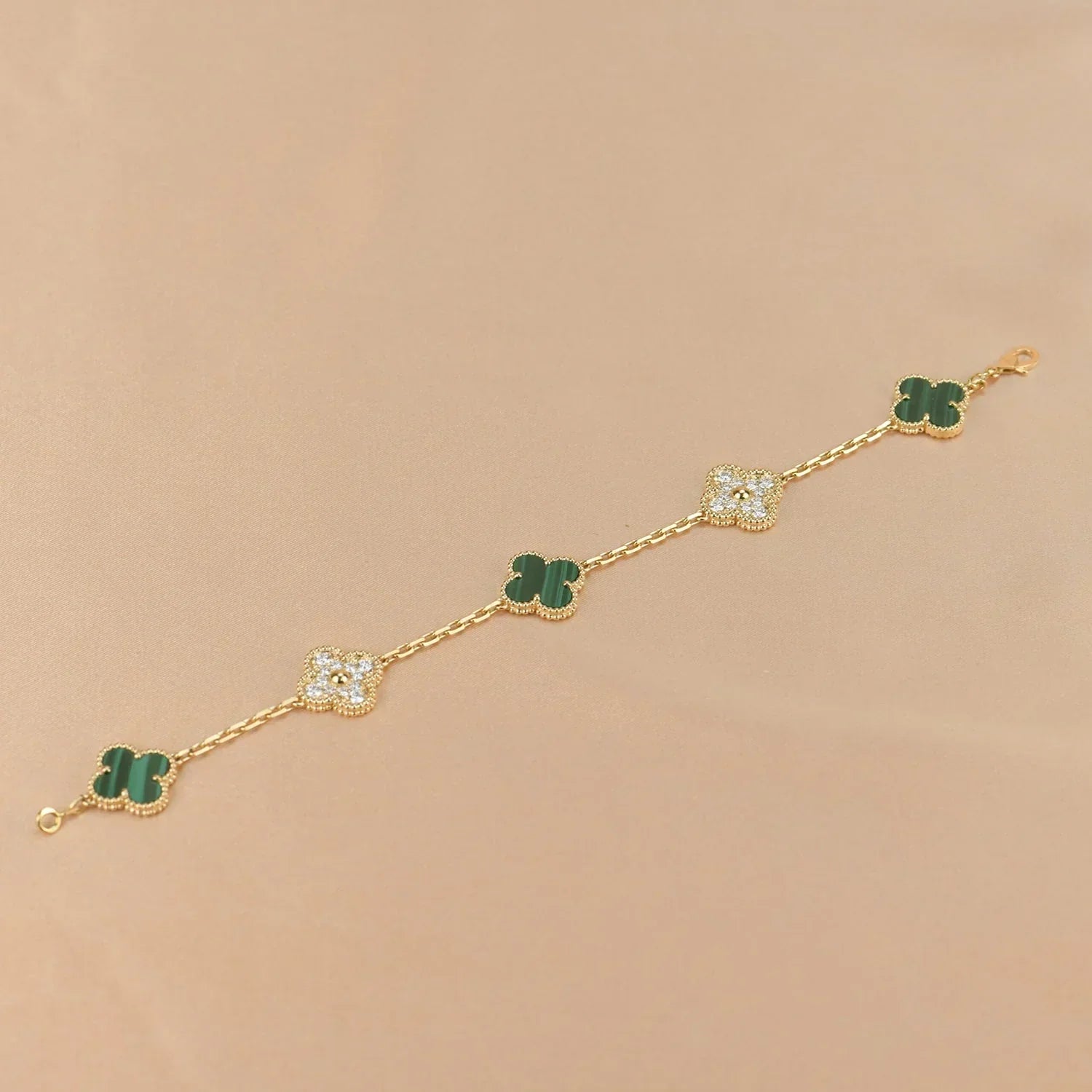 [⭐Shinejoy] COLLECTION DE BRACELETS CLOVER 5 MOTIFS MALACHITE