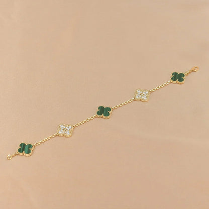 [Marin-Jewelry] CLOVER 5 MOTIF MALACHITE BRACELET COLLECTION