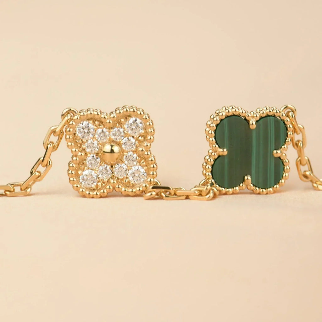 [⭐Shinejoy] COLLECTION DE BRACELETS CLOVER 5 MOTIFS MALACHITE