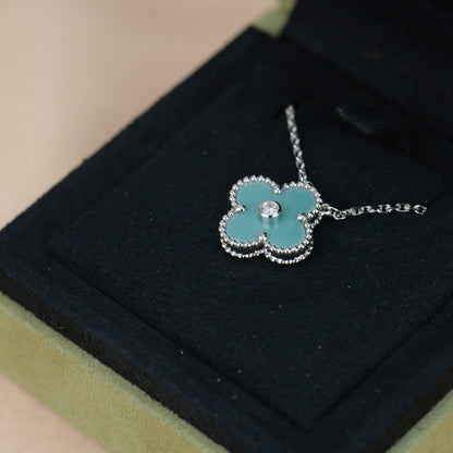 [Marin-Jewelry]CLOVER 15MM DIAMOND SVRES PORCELAIN  NECKLACE SILVER