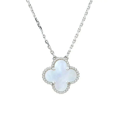 [Marin]CLOVER  15MM WHITE MOTHER-OF-PEARL SILVER