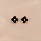 [Marin]CLOVER MEDIUM 1 MOTIFS ONYX DIAMOND EARRINGS