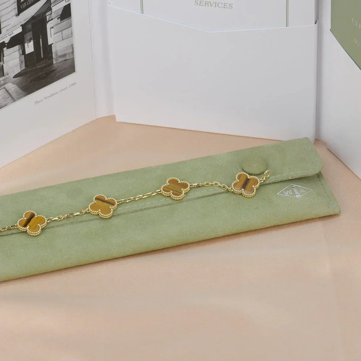 [Marin-Jewelry] クローバー5モチーフ タイガーアイブレスレットコレクション