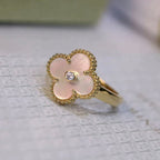 [Marin]CLOVER PINK MOP RING GOLD DIAMOND