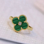 [Marin]CLOVER MALACHITE RING GOLD DIAMOND