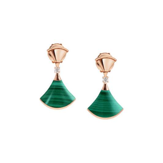 [Marin]DREAM MALACHITE PINK GOLD EARRINGS