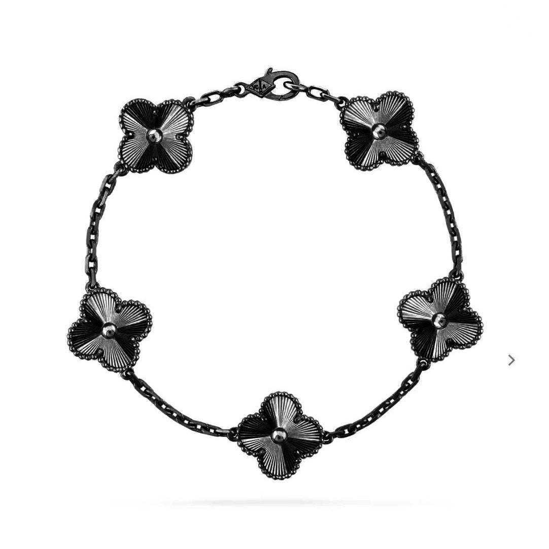 [Marin]CLOVER 5 MOTIF BLACK BRACELET