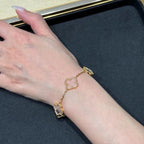 [⭐Shinejoy]CLOVER 5 MOTIF ROCK CRYSTAL BRACELET