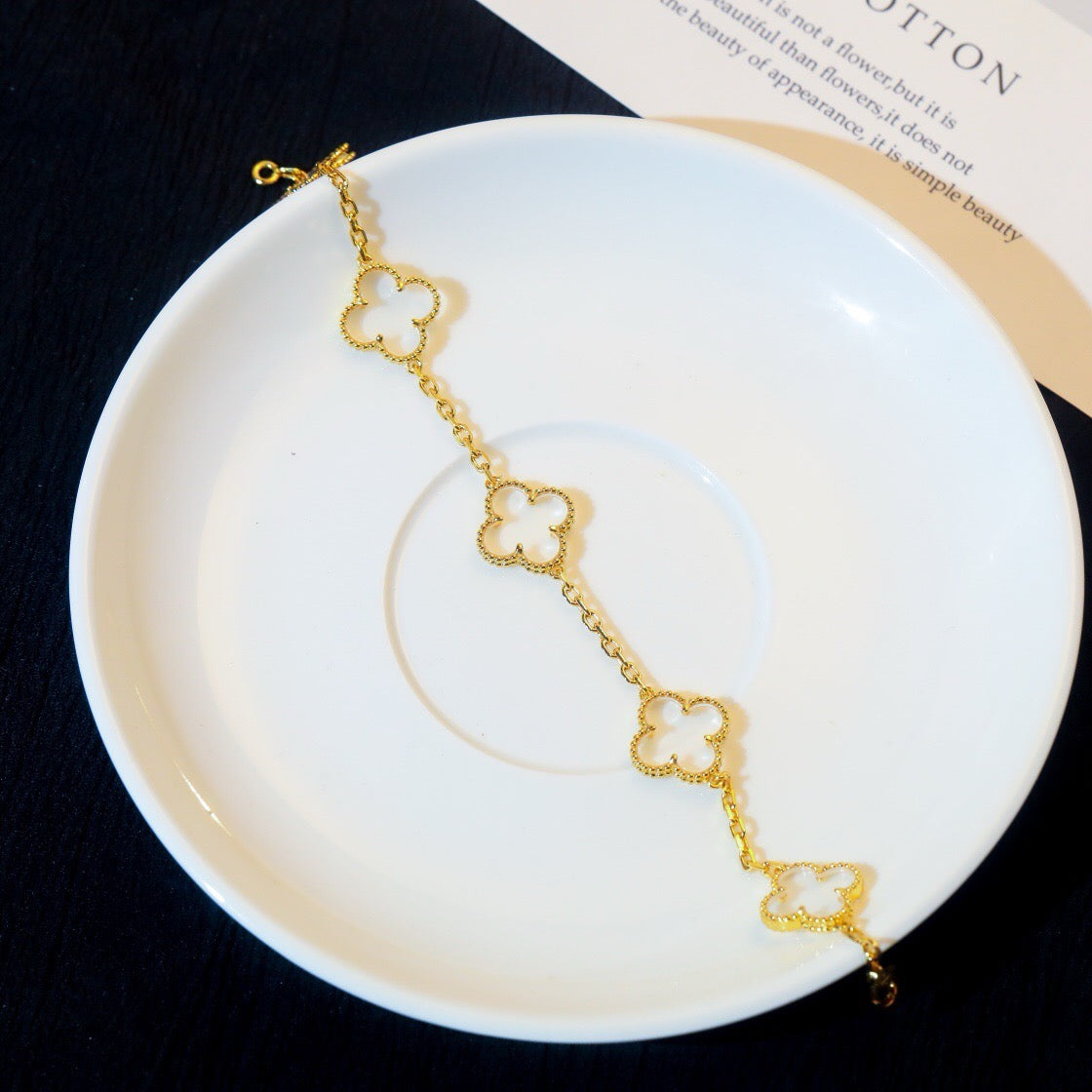 [Marin-Jewelry]CLOVER 5 MOTIF ROCK CRYSTAL BRACELET