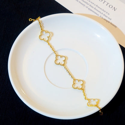 [Marin]CLOVER 5 MOTIF ROCK CRYSTAL BRACELET