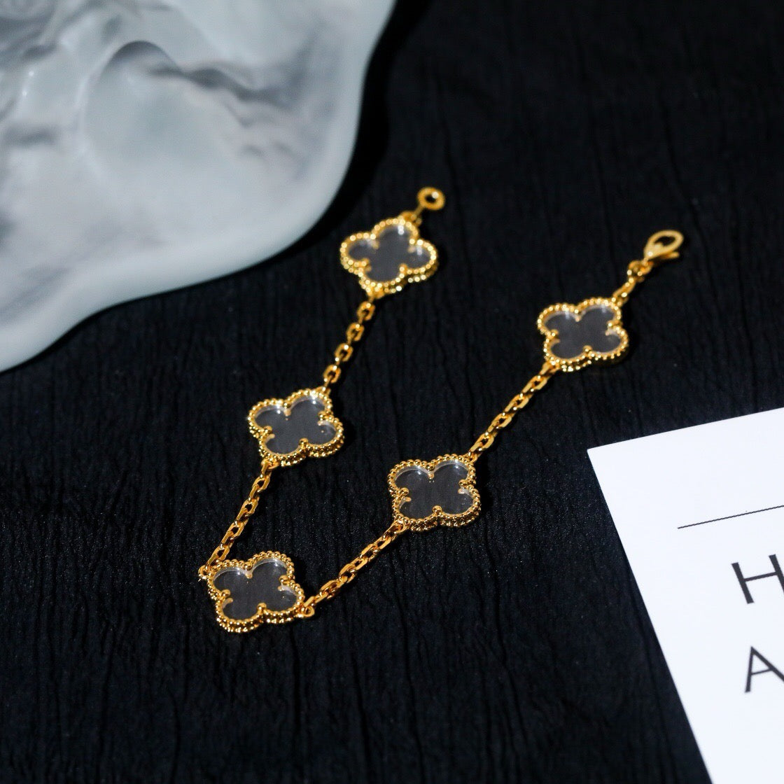 [Marin]CLOVER 5 MOTIF ROCK CRYSTAL BRACELET