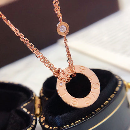 [Marin-Jewelry]LOVE NECKLACE 16MM 2 DIAMONDS
