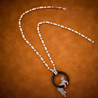 [Marin jewelrys]NEW BLACK CIRCLE PANTHER FULL DIAMOND NECKLACE