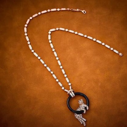 [Marin-Jewelry jewelrys]NEW ブラック サークル パンサー フル ダイヤモンド ネックレス