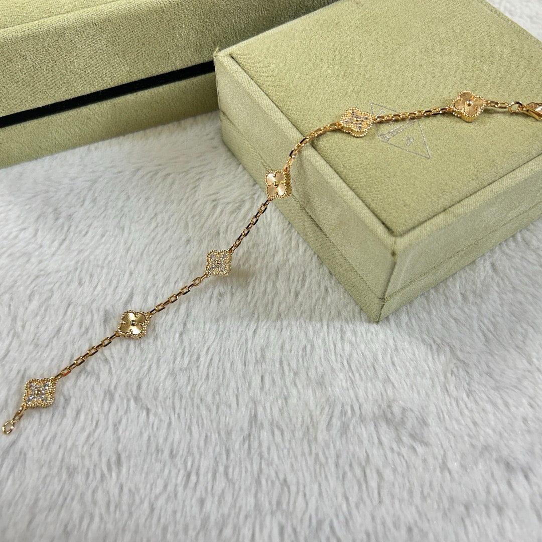 [Marin-Jewelry]CLOVER 6 MOTIF DIAMOND LASER BRACELET-w