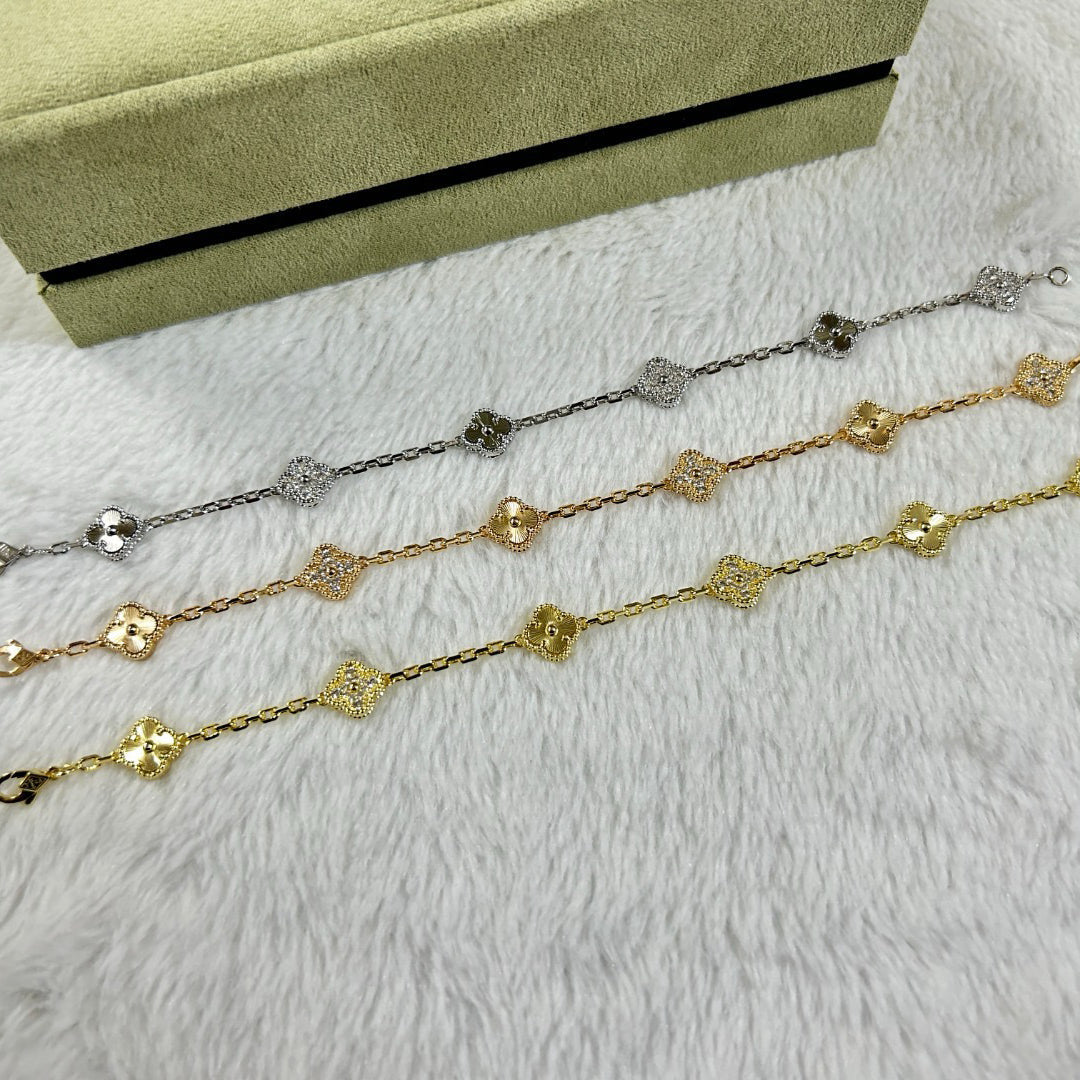 [Marin]CLOVER 6 MOTIF DIAMOND LASER BRACELET-w