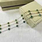 [Marin]CLOVER 6 MOTIF MALACHITE BRACELET-w