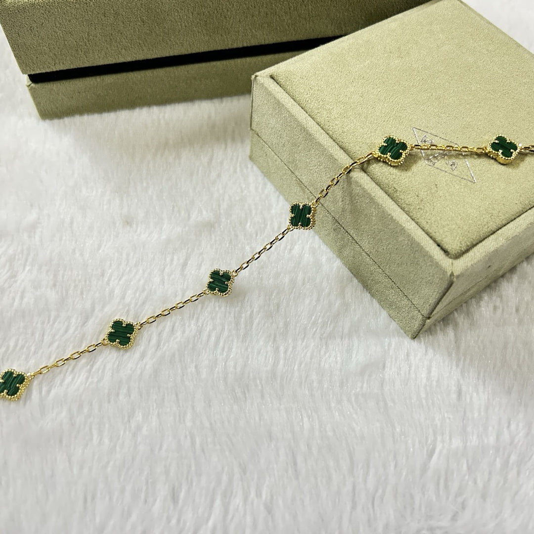 [Marin]CLOVER 6 MOTIF MALACHITE BRACELET-w
