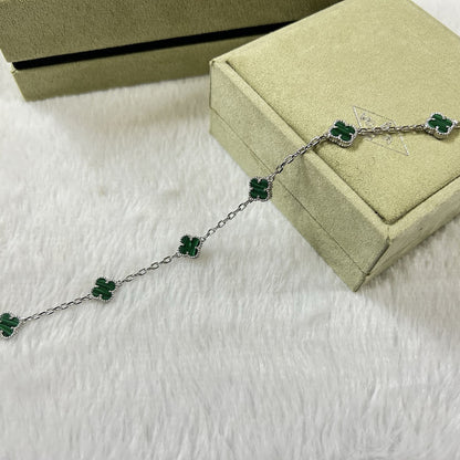 [Marin-Jewelry]CLOVER 6 MOTIF MALACHITE BRACELET-w