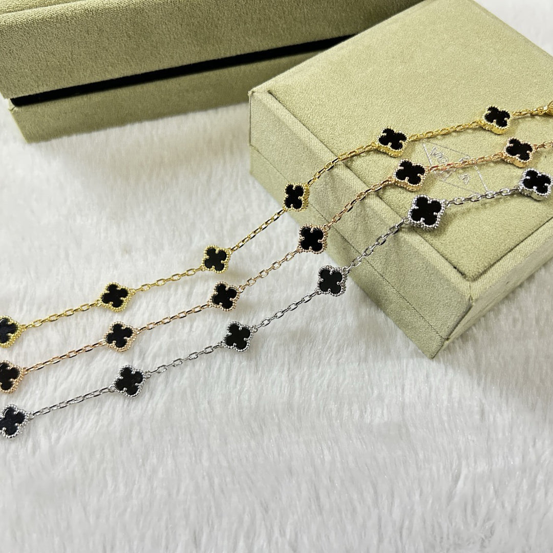 [Marin-Jewelry]CLOVER 6 MOTIF  ONYXS BRACELET-w