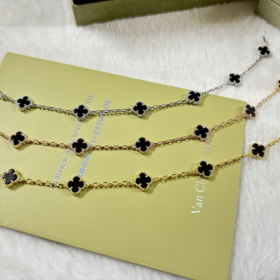 [Marin-Jewelry]CLOVER 6 MOTIF  ONYXS BRACELET-w