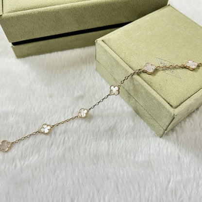 [Marin-Jewelry]CLOVER 6 MOTIF WHITE MOP BRACELET-w