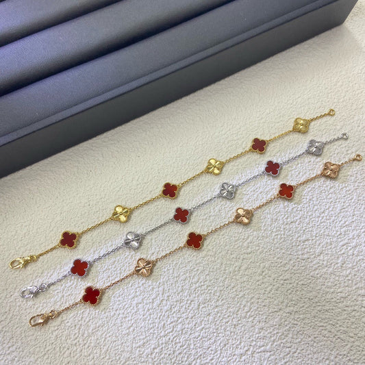 [Marin]CLOVER 6 MOTIF RED AGATE LASER BRACELET