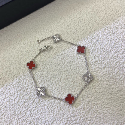 [Marin-Jewelry]CLOVER 6 MOTIF RED AGATE LASER BRACELET-w