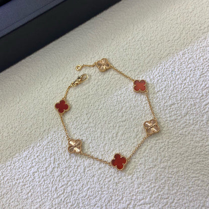 [Marin]CLOVER 6 MOTIF RED AGATE LASER BRACELET